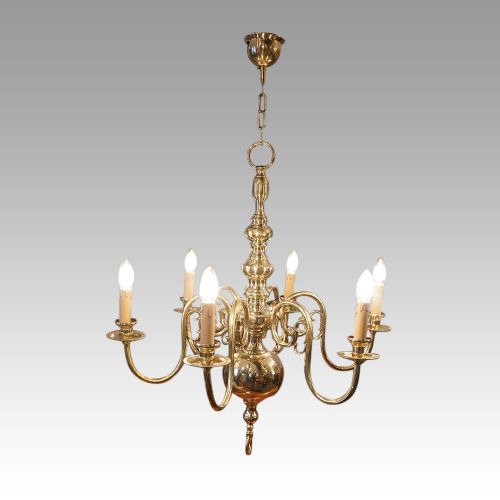 Dutch Brass Chandelier 6 Arms