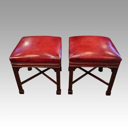 fig 1. Pair of Edwardian mahogany Chinese Chippendale stools