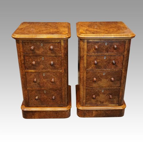 Pair of Victorian Walnut Bedside Chests