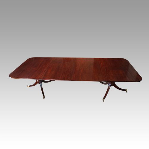 Antique Mahogany Twin Pillar Dining Table