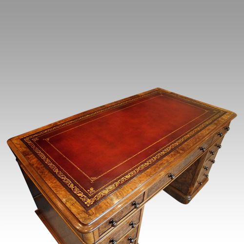 fig 4. Victorian burr walnut pedestal desk