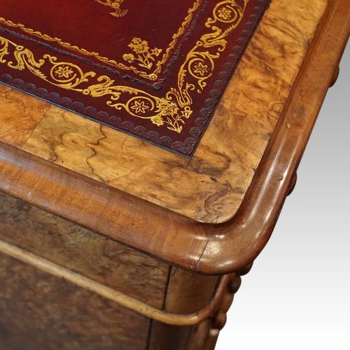 fig 5. Victorian burr walnut pedestal desk