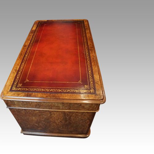 fig 6. Victorian burr walnut pedestal desk