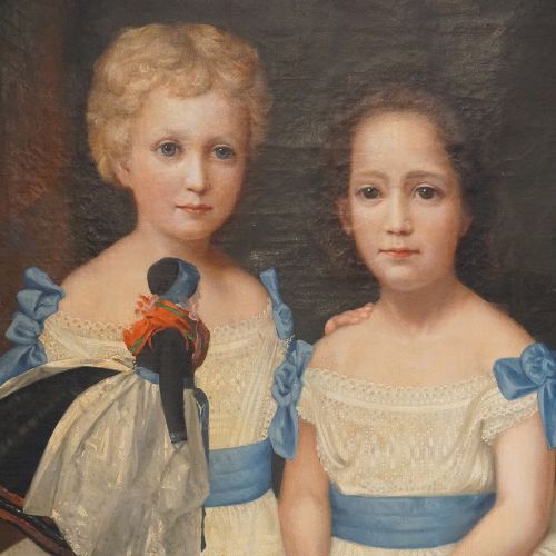 fig 4. 19thc. primitive portrait of sisters