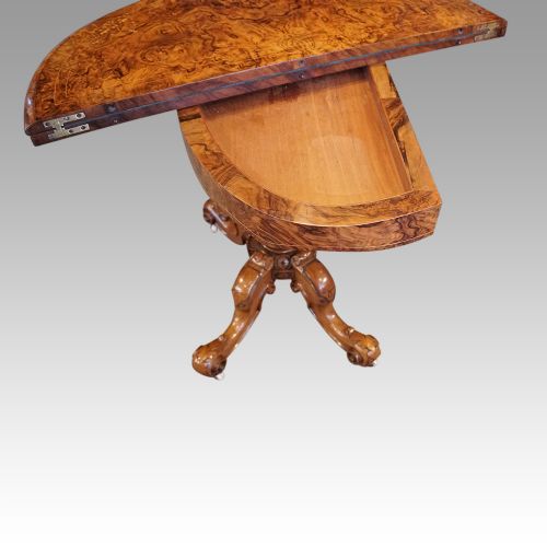 fig 4. Victorian demi lune walnut card table