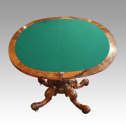 fig 6. Victorian demi lune walnut card table