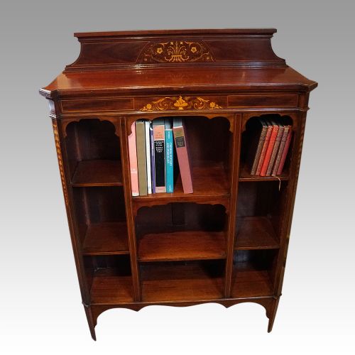 Edwardian Inlaid Open Bookcase