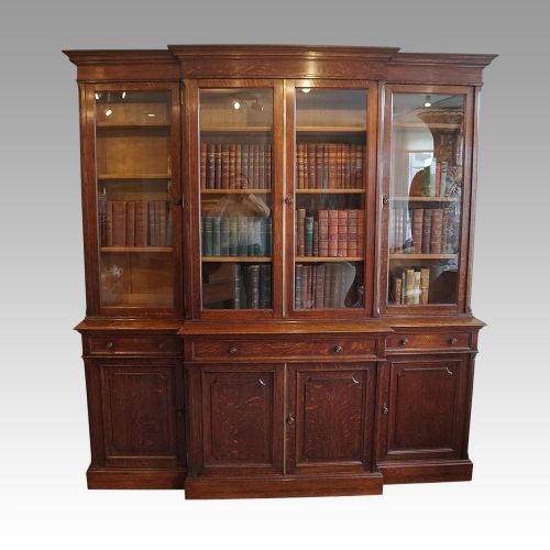 Antique Oak Breakfront Bookcase