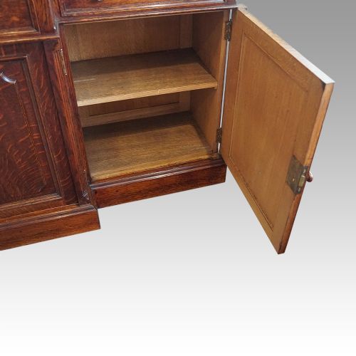 fig 1. Antique oak breakfront bookcase
