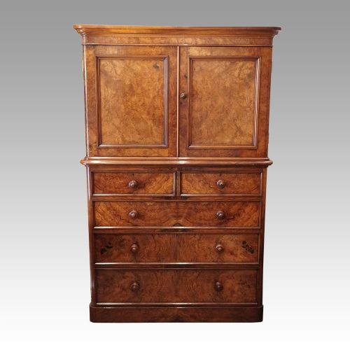 Victorian Walnut Linen Press