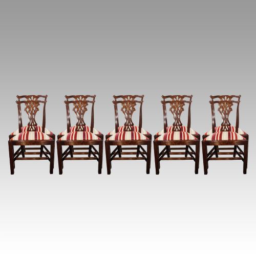Set of 10 Mahogany Chippendale Style Dining Chairs