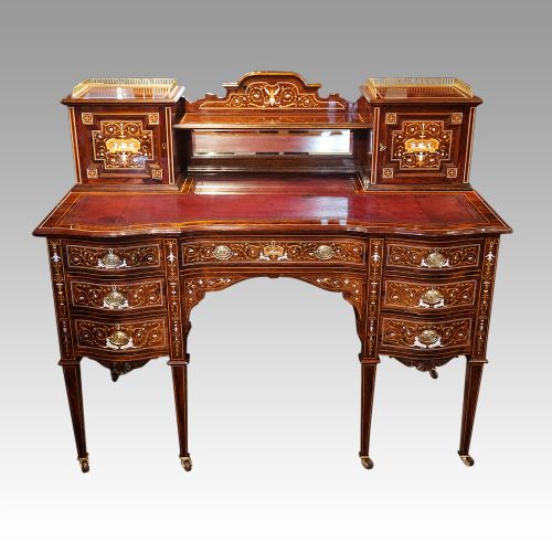 Victorian James Shoolbred Inlaid Rosewood Desk