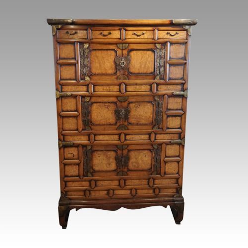 Antique Korean Burr Elm Cabinet

