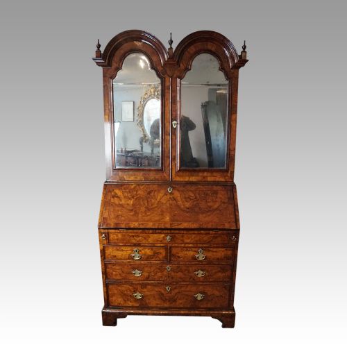 George I Double Dome Walnut Bureau Bookcase