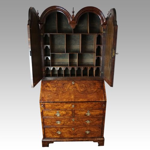 fig 4. George I double dome walnut bureau bookcase
