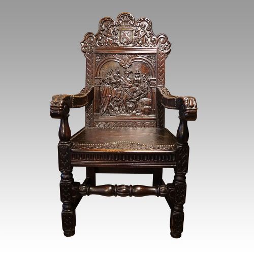 Antique Carved Oak Throne Chair
