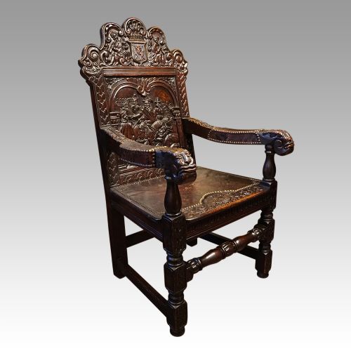 fig 3. Antique carved oak throne chair