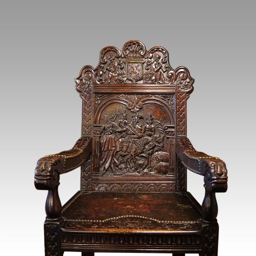 fig 4. Antique carved oak throne chair