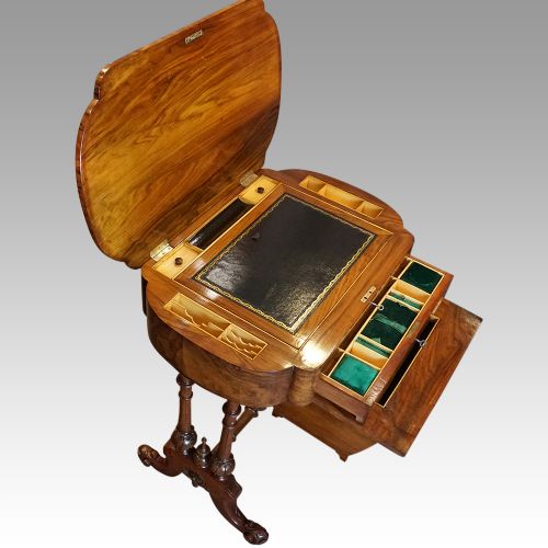 Victorian Walnut Games Worktable