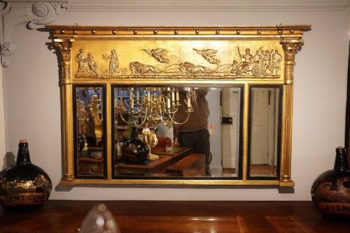 Regency Triple Plate Gilt Over Mantle Mirror