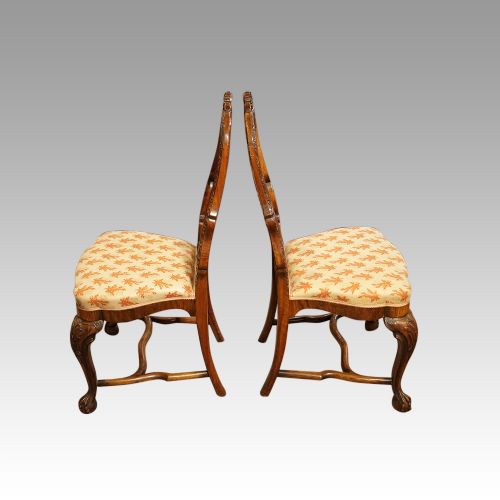 fig 3. Pair of walnut side chairs manner of Daniel Marot