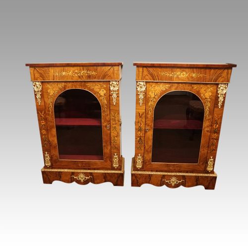 fig 6. Pair of Victorian floral marquetry walnut pier cabinets