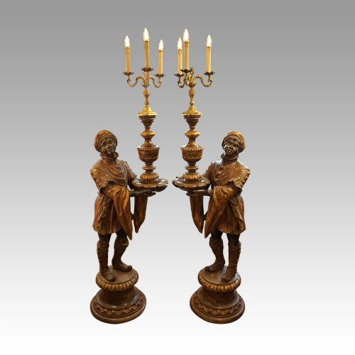 fig 3. Large pair of Venetian Walnut candelabra