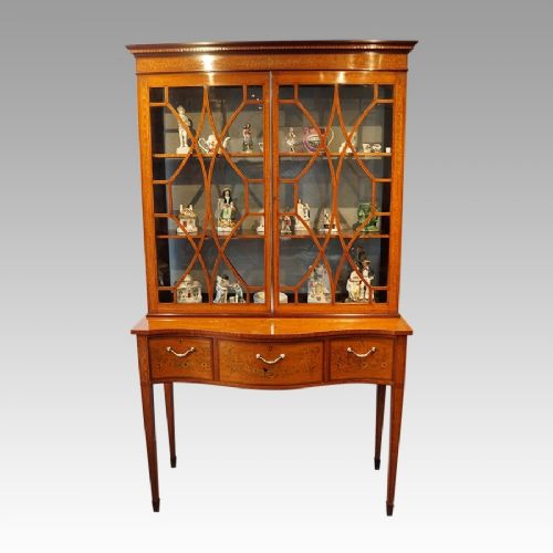 Victorian Satinwood Inlaid Display Cabinet