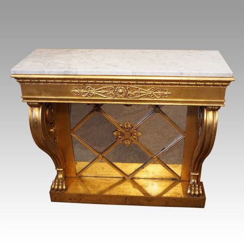 19thc. Empire Gilt Console Table