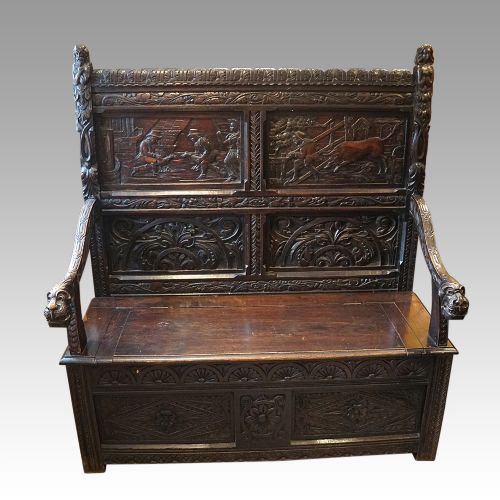 Victorian Carved Oak Settle