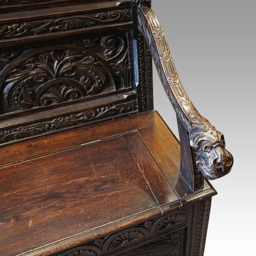 fig 1. Victorian carved oak settle