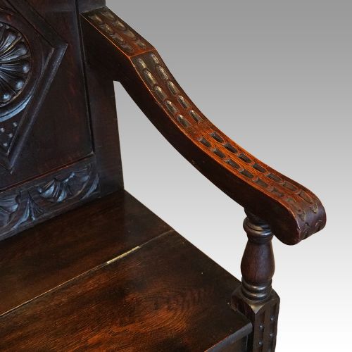 fig 3. Victorian carved oak settle