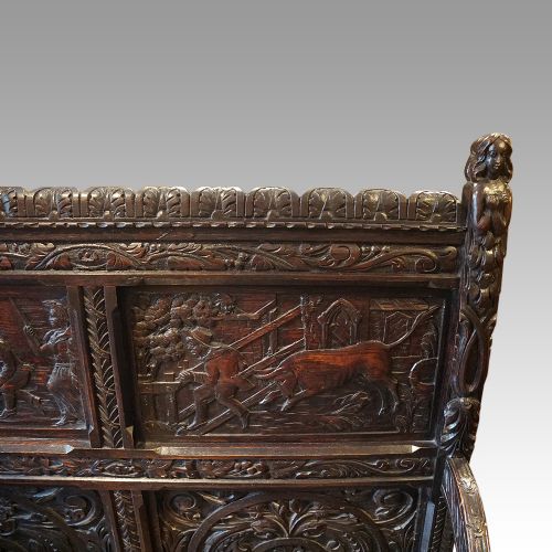 fig 7. Victorian carved oak settle