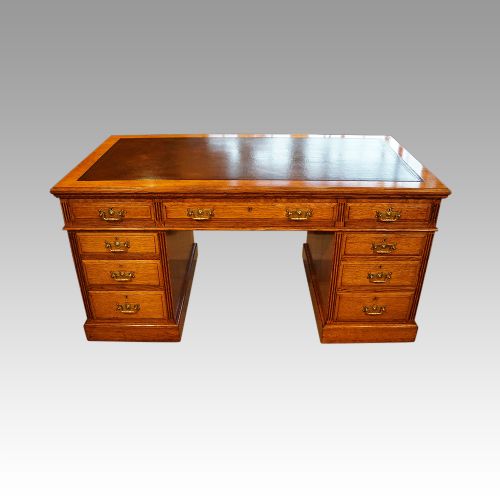 Edwardian Oak Pedestal Desk