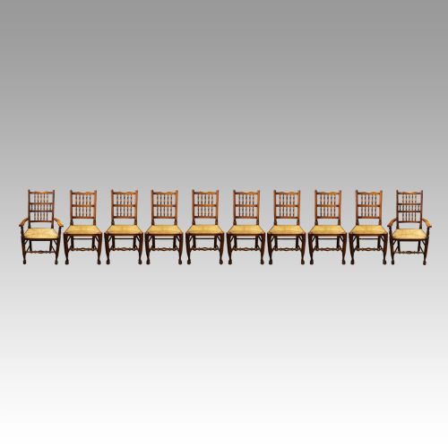 Set of 10 Lancashire Spindle Back Chairs