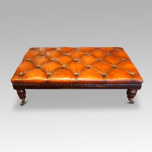 Large Buttoned Leather Stool