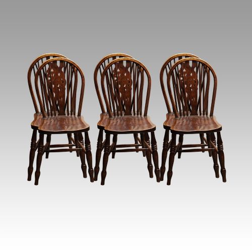 Set of 6 Edwardian Wheelback Kitchen Chairs
