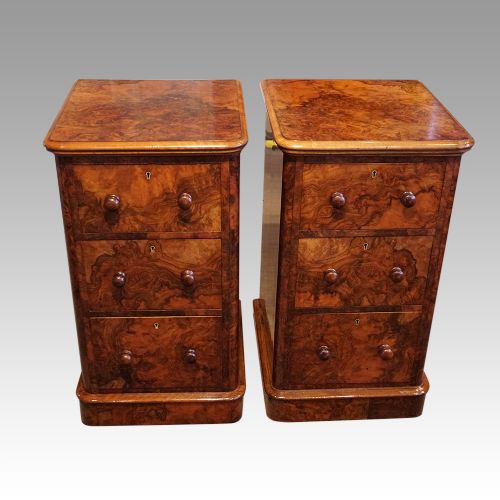 Pair of Victorian Walnut Bedside Chests