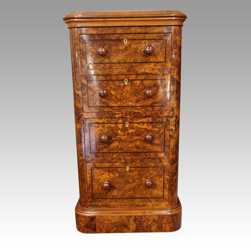 fig 4. Pair of Victorian burr walnut bedside chests