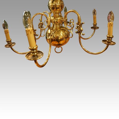 fig 1. Dutch brass 6 arm chandelier