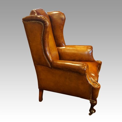 fig 7. Pair of Edwardian leather wing chairs