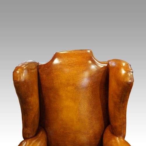 fig 9. Pair of Edwardian leather wing chairs