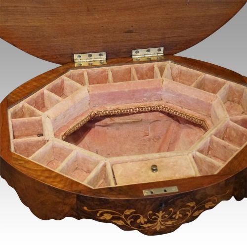 fig 2. Victorian inlaid walnut oval workbox