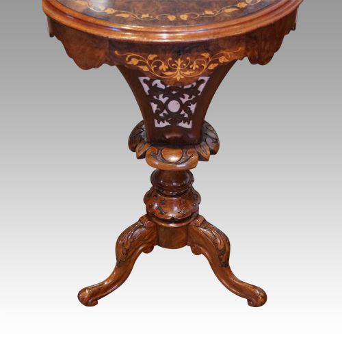 fig 3. Victorian inlaid walnut oval workbox