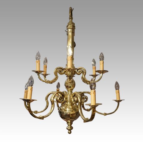 Edwardian Bronze 2 Tier Chandelier