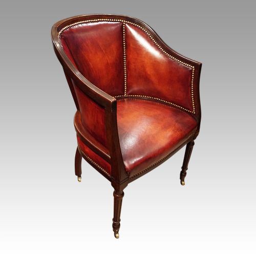 Edwardian Leather Tub Desk Chair