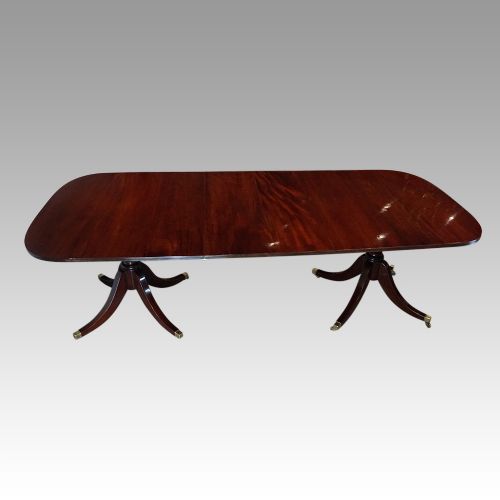 George V Mahogany Twin Pillar Dining Table