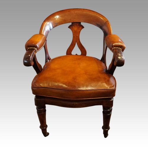 Victorian Leather Tub Desk Chair