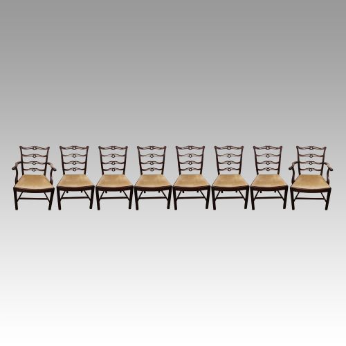 Set of 8 Hepplewhite Style Ladderback Chairs