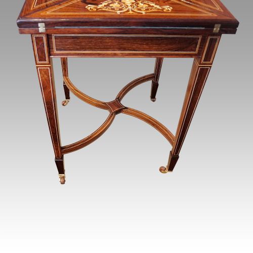 fig 1. Edwardian inlaid rosewood envelope card table